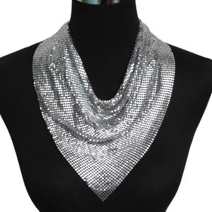 Silver Metallic Slice Choker Collar Necklace